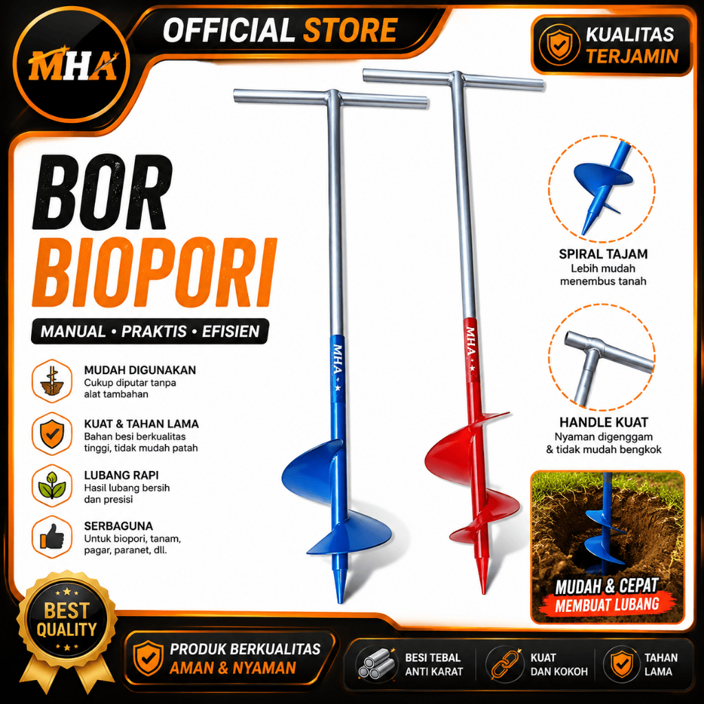 Bor Tanah Bor Biopori Manual Spiral Pagar / Tanam / Paranet