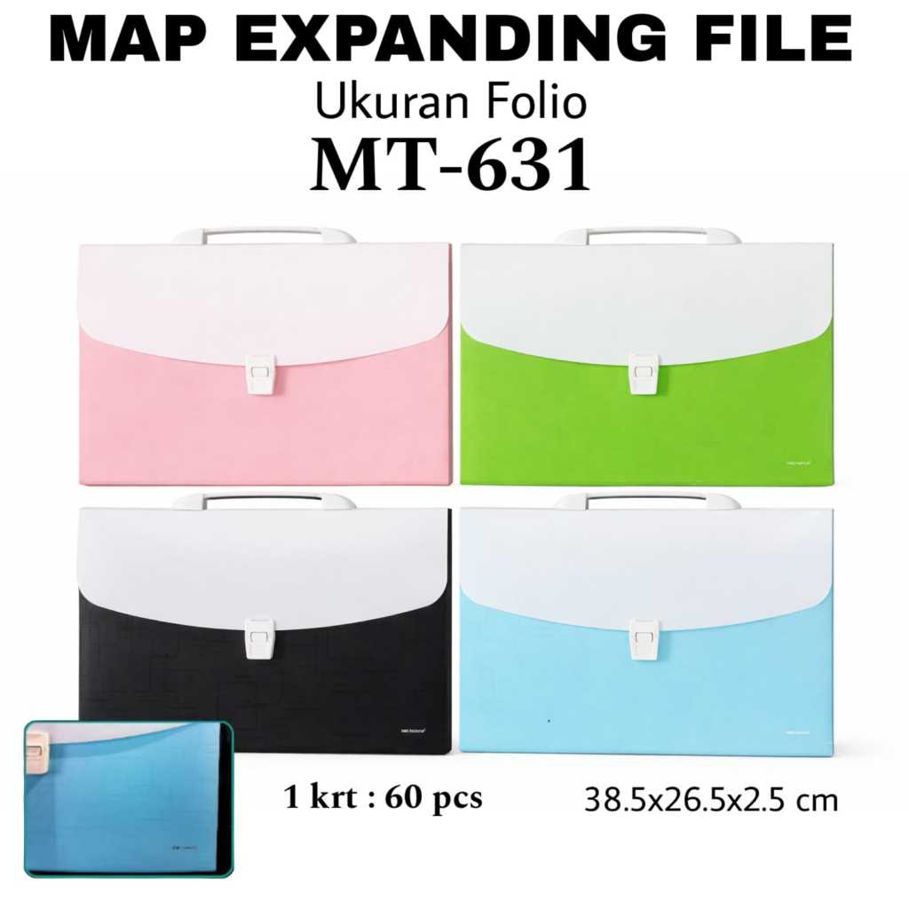 Map Expanding File Folio F4 MICROTOP MT-631 Gagang Kancing Klip | Map Dokumen Harmonika Akordeon Sek