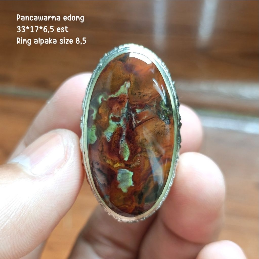 (TERMURAH) Cincin Batu Akik Pancawarna Garut Edong, ukuran jumbo