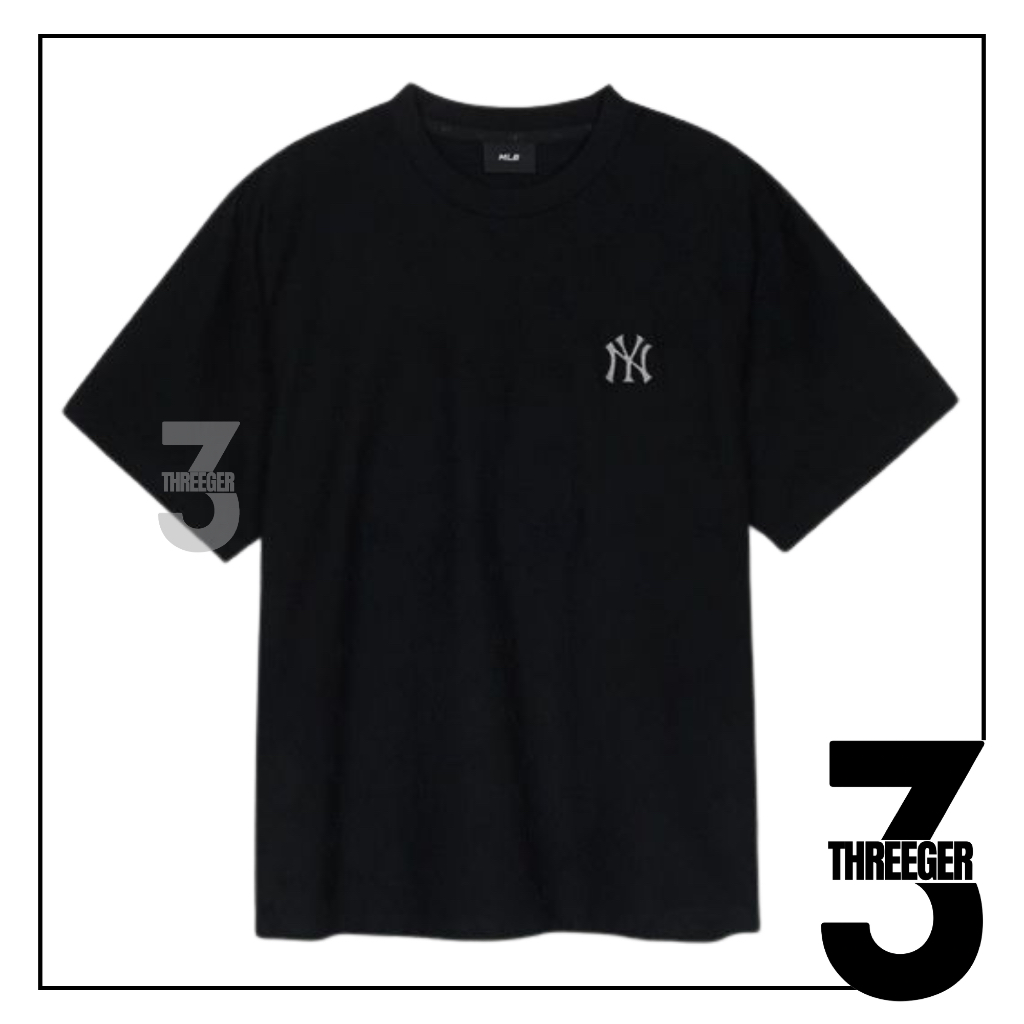 MLB NY Monotive Vintage Logo Tee Black Original / Kaos MLB Authentic
