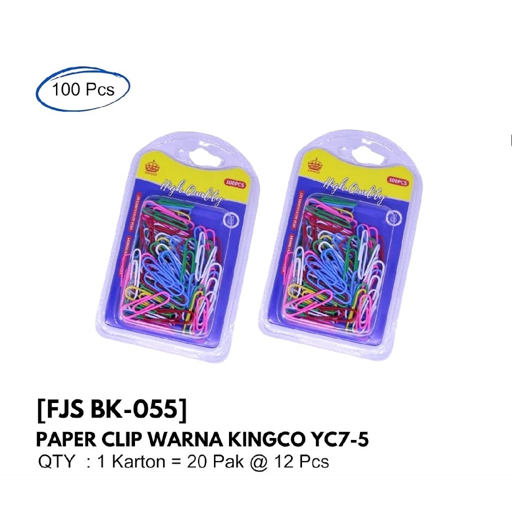 [1 PACK, 2 PACK, 3 PACK, 6 PACK ] PAPER CLIP WARNA KINGCO YC7-5