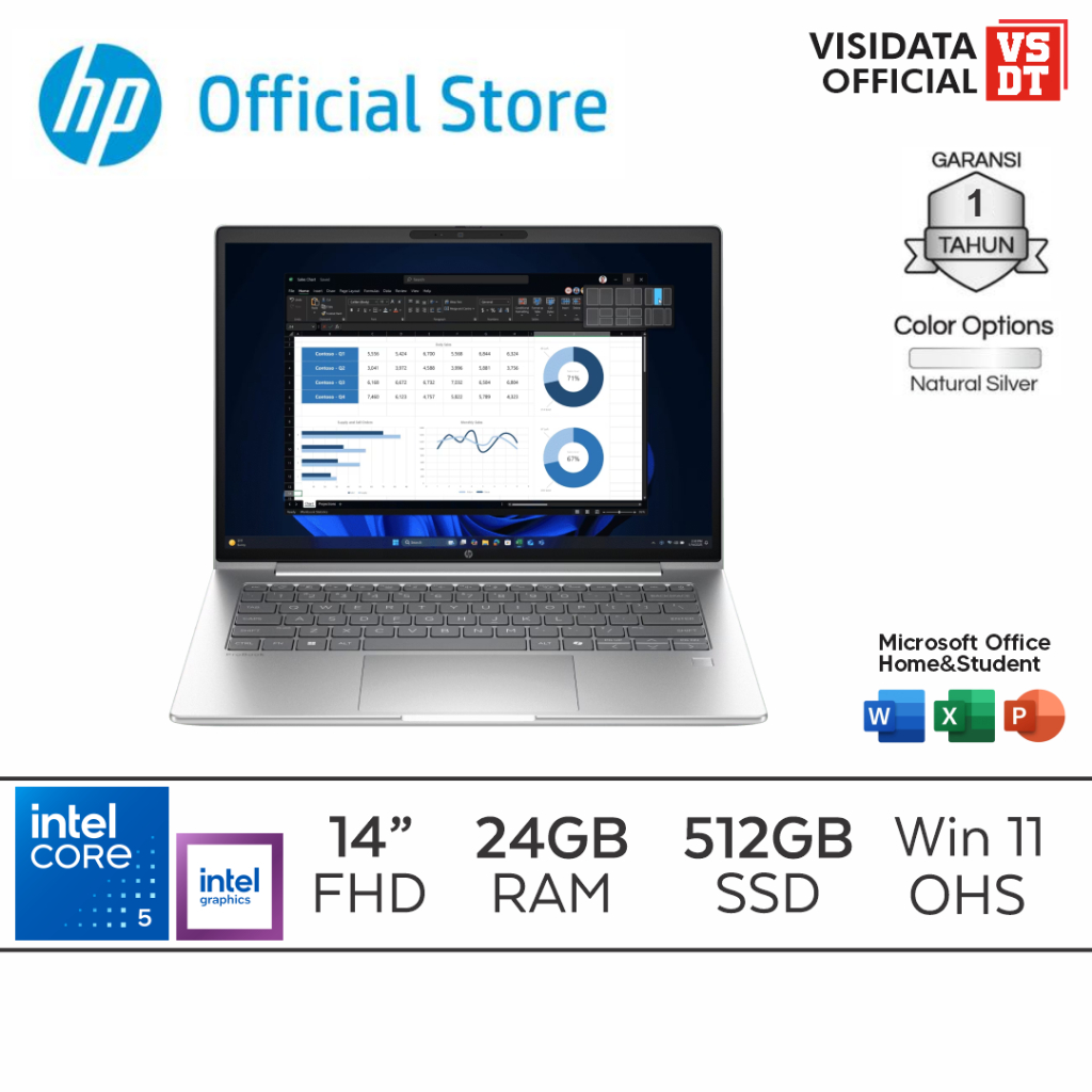 HP Laptop ProBook 4 G1iR CK3S4AT BASEA2 Intel Core 5-120U 24GB 512GB 14"WUXGA IPS intel graphics W11