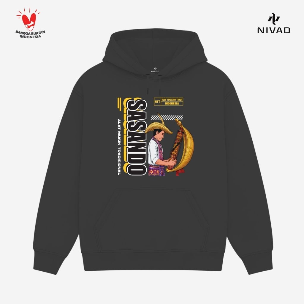 Nivad Sweater Hoodie Alat Musik Tradisional Nusa Tenggara Timur Sasando