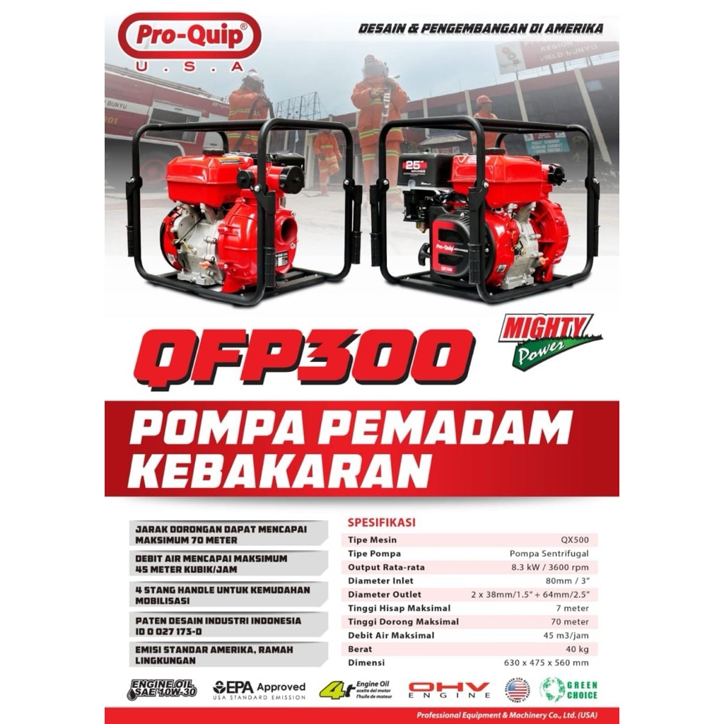Mesin Pompa Air Alkon 3Inch Proquip QFP 300 Pompa Pemadam Kebakaran