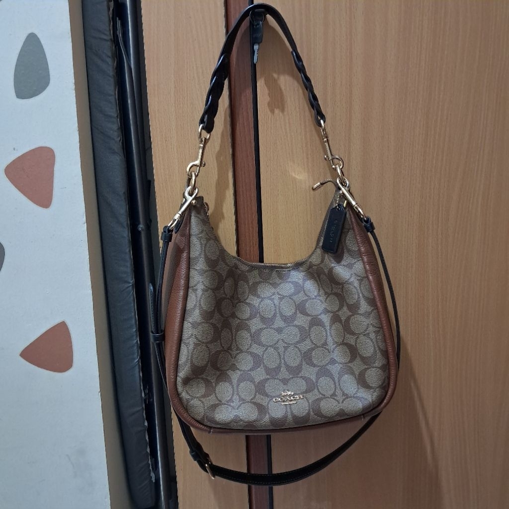 Tas Coach Jules Hobo In Colorblock Signature Canvas Khaki Multi  Original