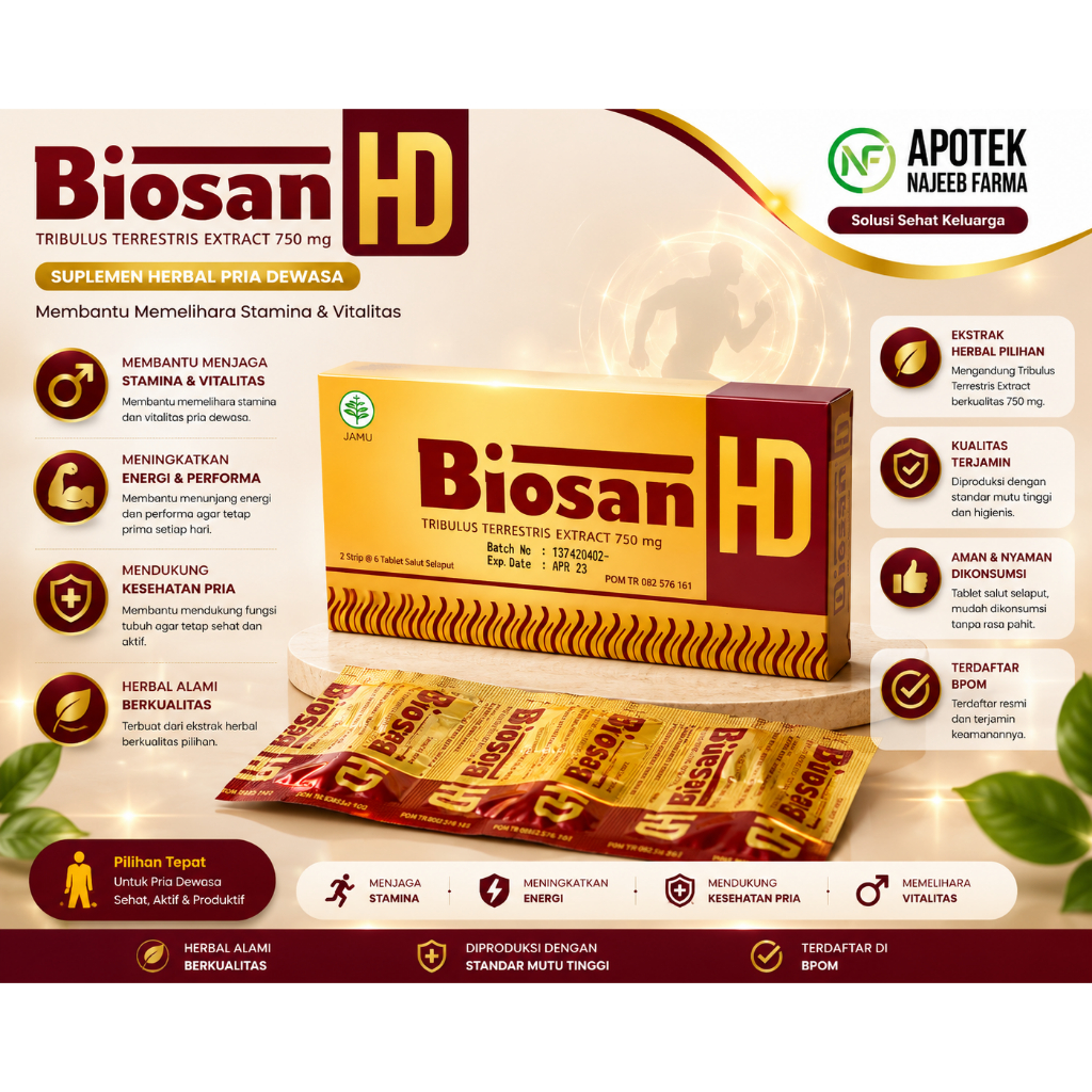 Biosan HD Tablet 12 Kapsul - Suplemen Herbal Tribulus Terrestris