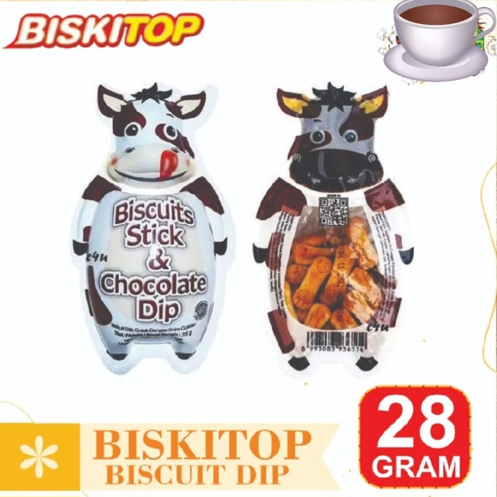 Biskitop biskuit cream dip bentuk sapi