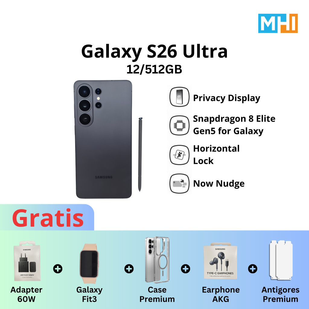 [NEW]  Samsung Galaxy S26 Ultra 12/512GB | Hp AI | Privacy Display i 5000 mAh I Garansi Sein