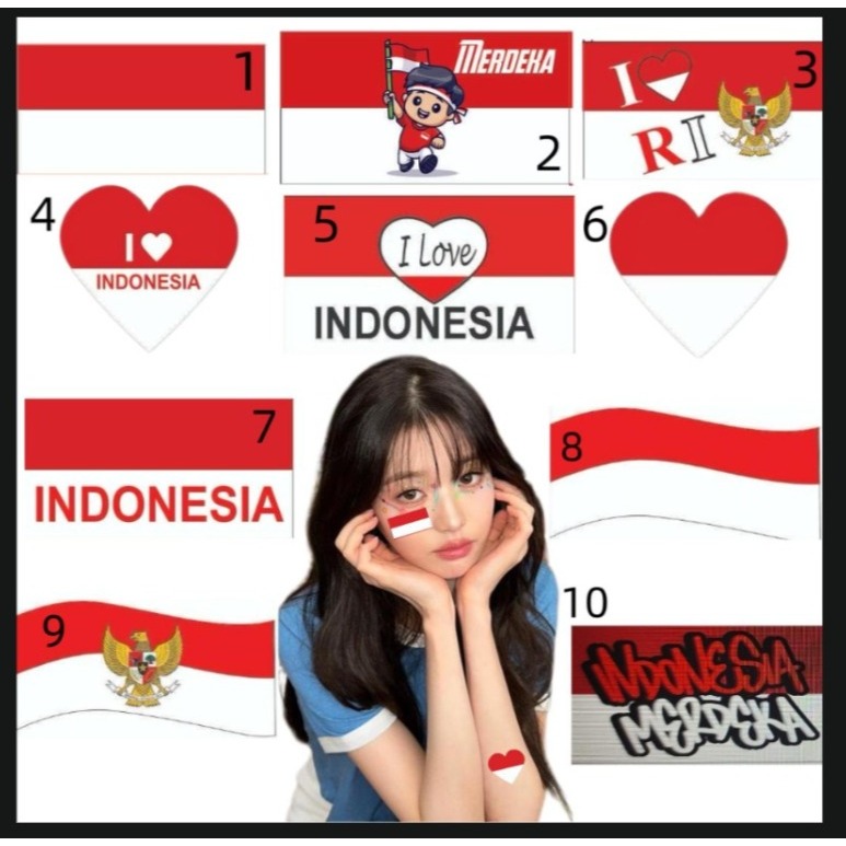 Stiker Pipi Merah Putih - Stiker Bendera Merah Putih Pipi