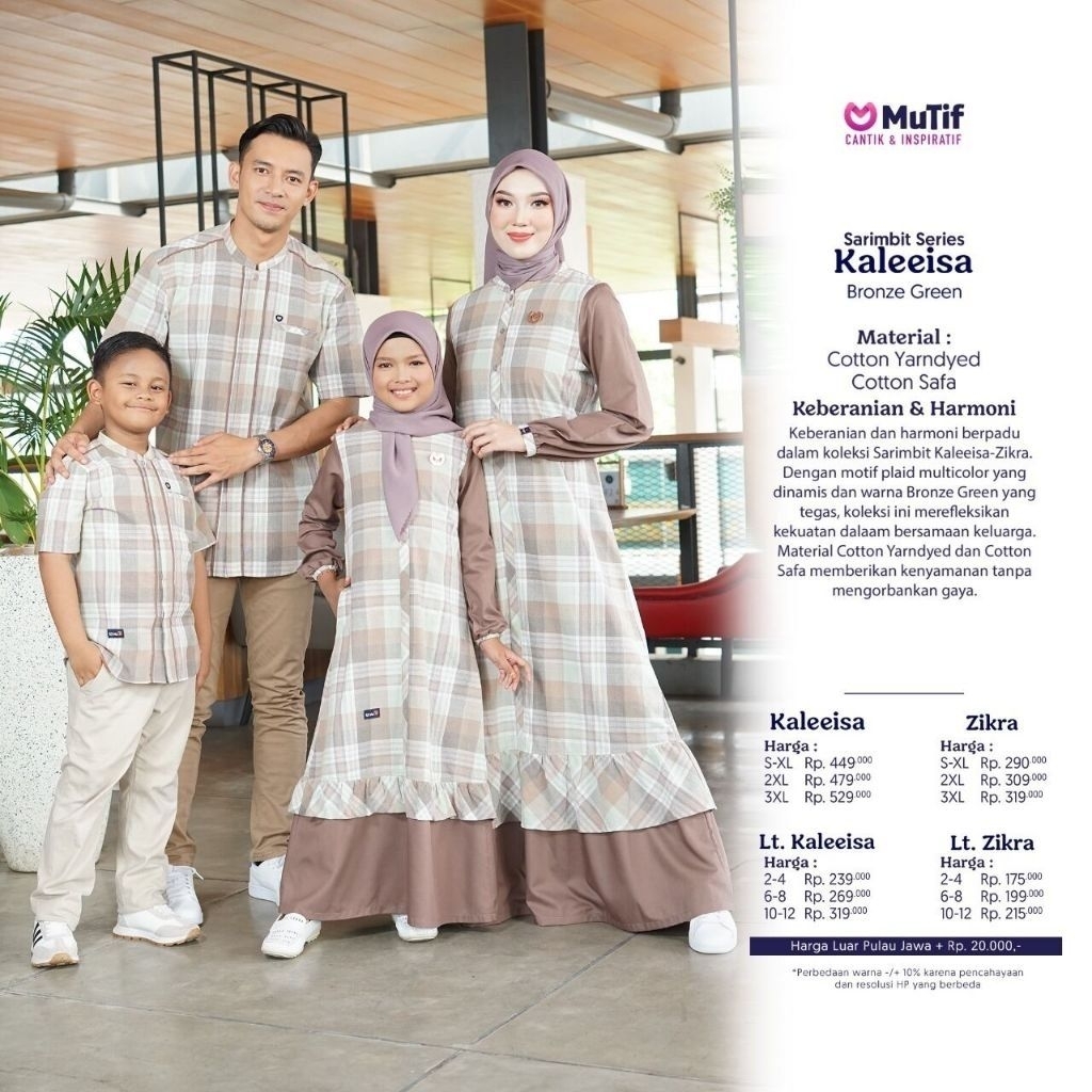 PROMO TERMURAH SARIMBIT MUTIF KALEEISA BRONZE GREEN//GAMIS KALEEISA//KOKO ZIKRA//GAMIS ANAK LITTLE K