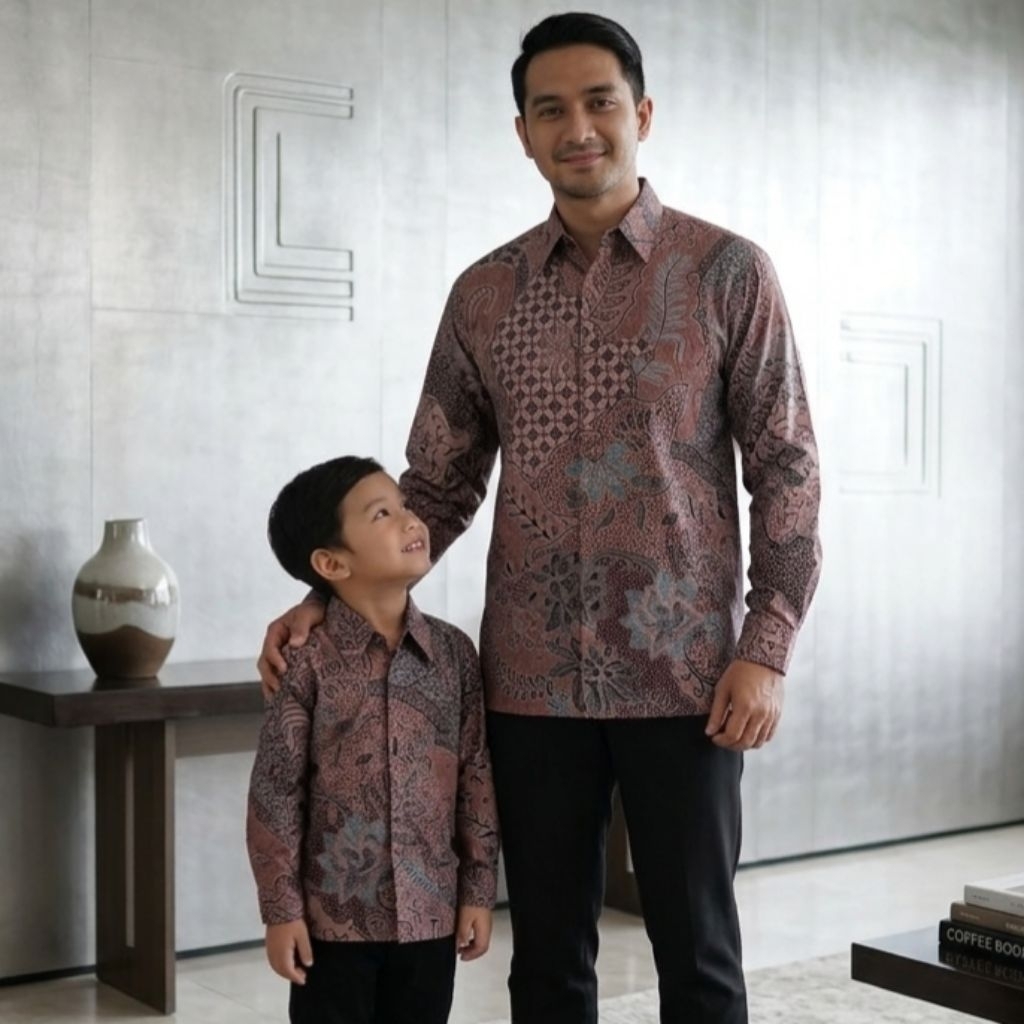 Salem, kemeja Batik Couple Ayah Dan Anak, Pakai Lapisan Furing Hero, Anak Tak Pakai, Kemeja Batik Wa