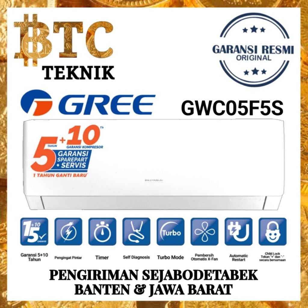 NEW AC GREE 1/2 PK AC GREE INVERTER AC GREE GWC - 5F5S AC GREE 0.5 PK HARGA UNIT ONLY