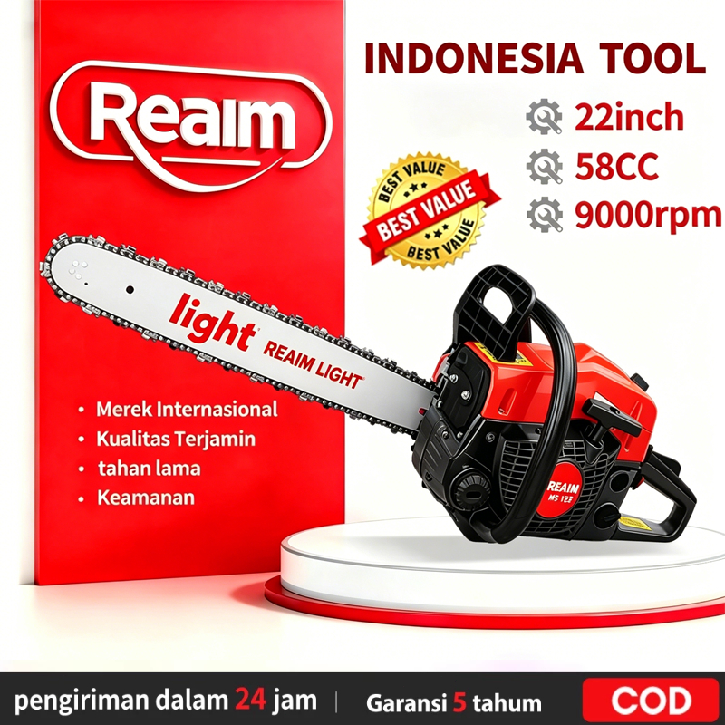 Reaim 52CC 20" Mesin Potong Kayu Sinso Senso Mesin Gergaji Kayu Gergaji Potong Pohon Kayu Chainsaw