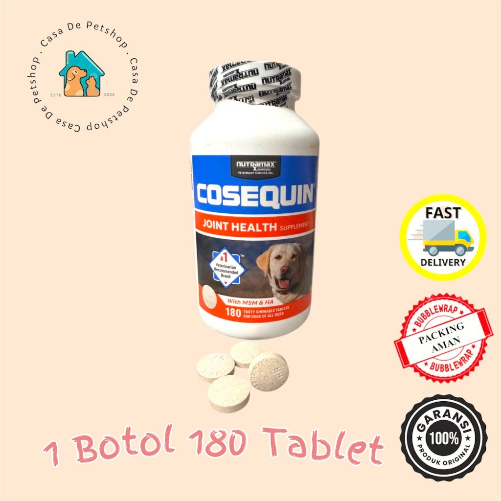 Cosequin Joint Health Supplement For Dogs Chewable Tablet Glucosamine + Chondroitin , MSM - 1 Botol 