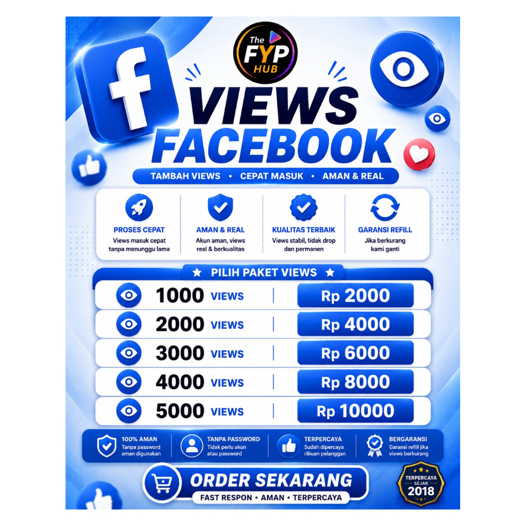 Views Viewers Tayangan Facebo0k F.B Reels Murah Permanen