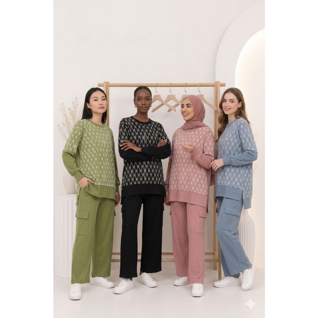 [JUMBO LD 120] One Set Knit Premium Setelan Celana Kulot Rajut Wanita Korea Elegan - Kode 068517