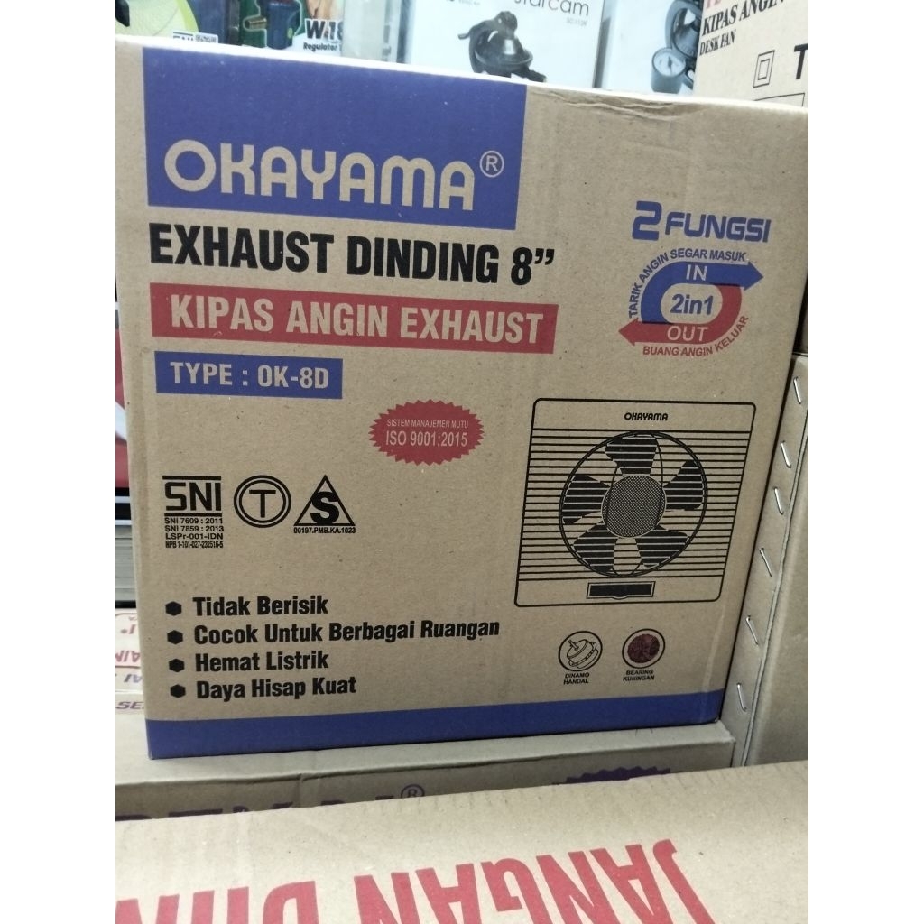Exhaust fan Okayama 8" dinding/kipas angin exhaust 8"/exhaust fan hisap Okayama dinding8"