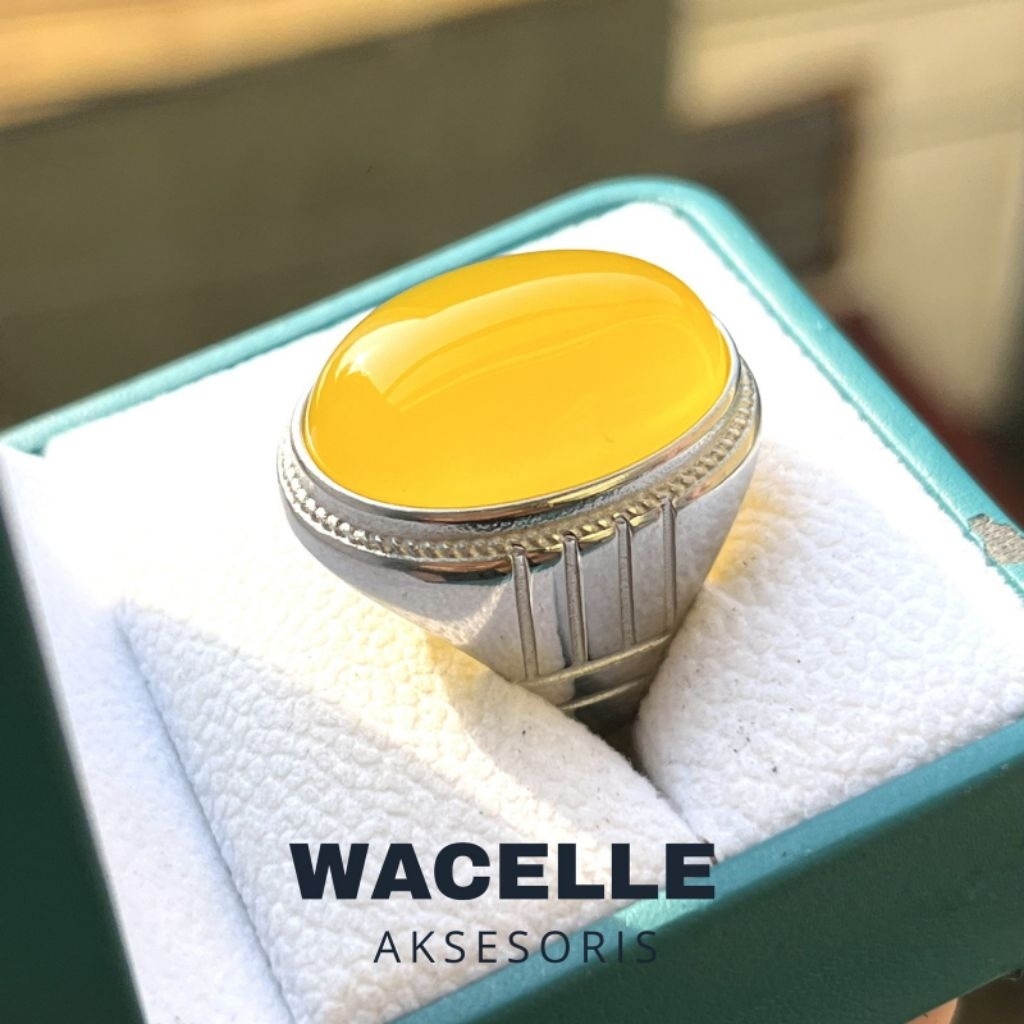 CINCIN BATU AKIK CEMPAKA KUNING JUMBO KEREN ELEGAN