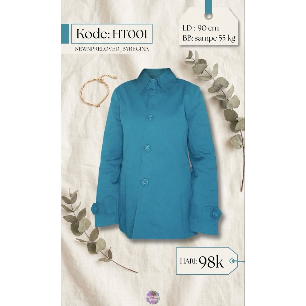 Coat/Blazer Hijau Toska Preloved