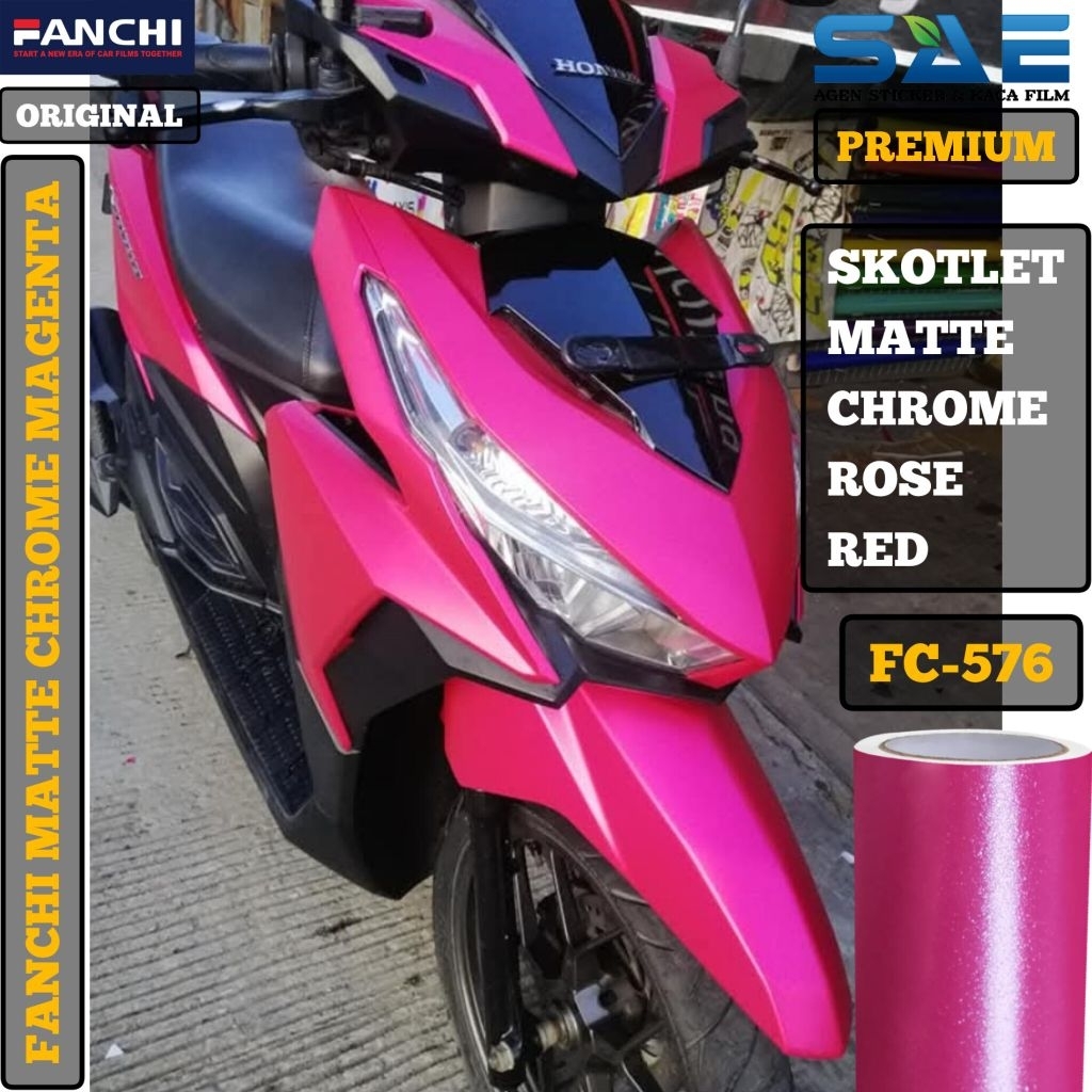 Skotlet Rose Red Doff Matte Chrome Sticker Motor Merah Muda Fanchi Premium