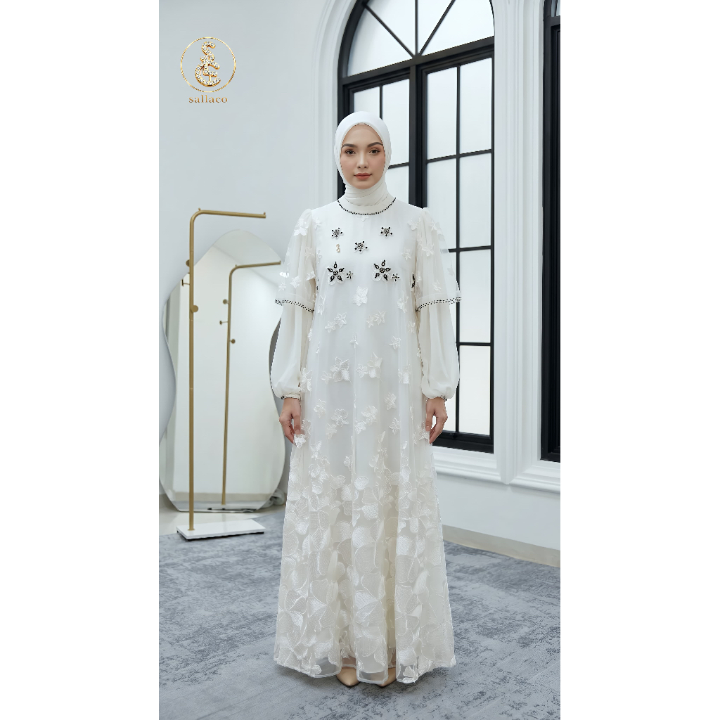 Gamis Putih by Sallaco / Dress Putih Sallaco / Salaco Premium / Gamis Putih Premium / Sallaco Origin