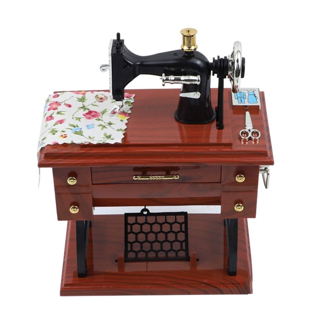 Mesin Jahit Dan Gramophone Vintage Mini Music Box Dekorasi Antik Putar Musik