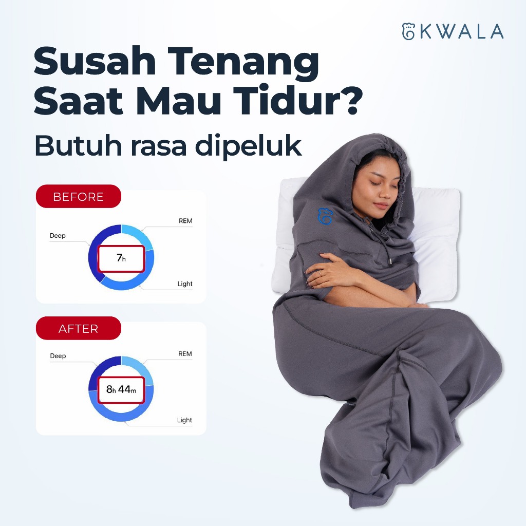 KWALA Cocoon | Selimut Bantu Tidur | Insomnia | Deep Sleep | Selimut Bedong Dewasa | Wearable Blanke