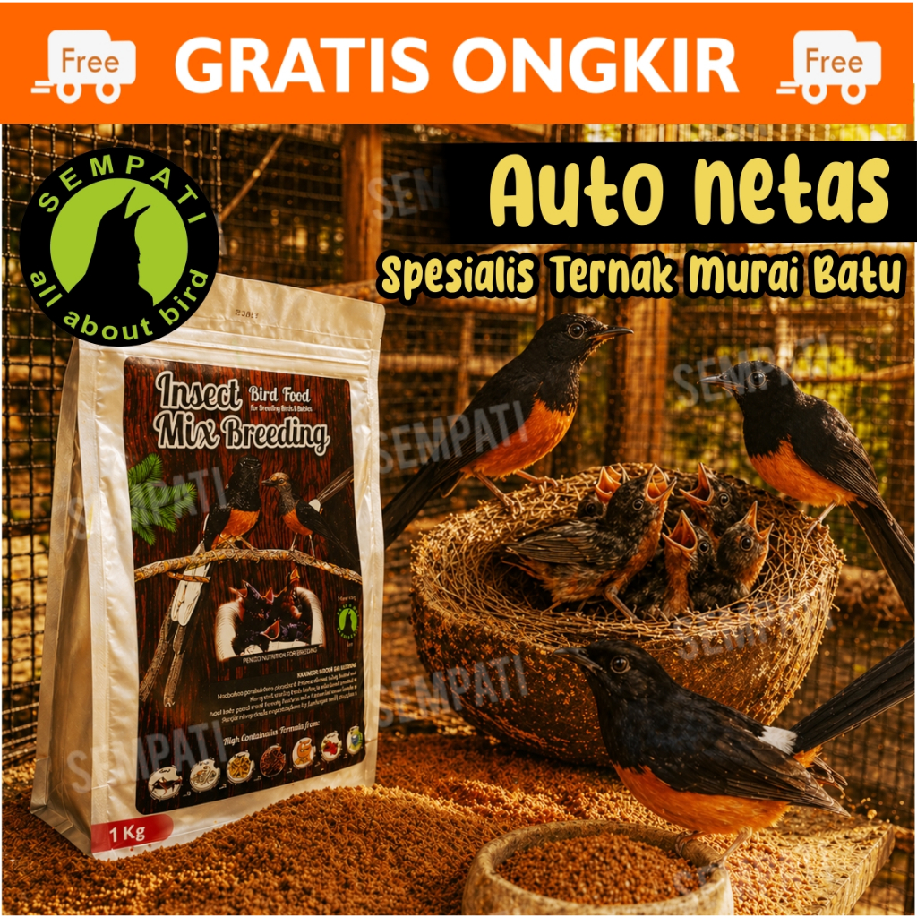 SEMPATI INSECT MIX BREEDING SEMPATI 1 KG PAKAN KHUSUS TERNAK UNTUK BURUNG MURAI BATU