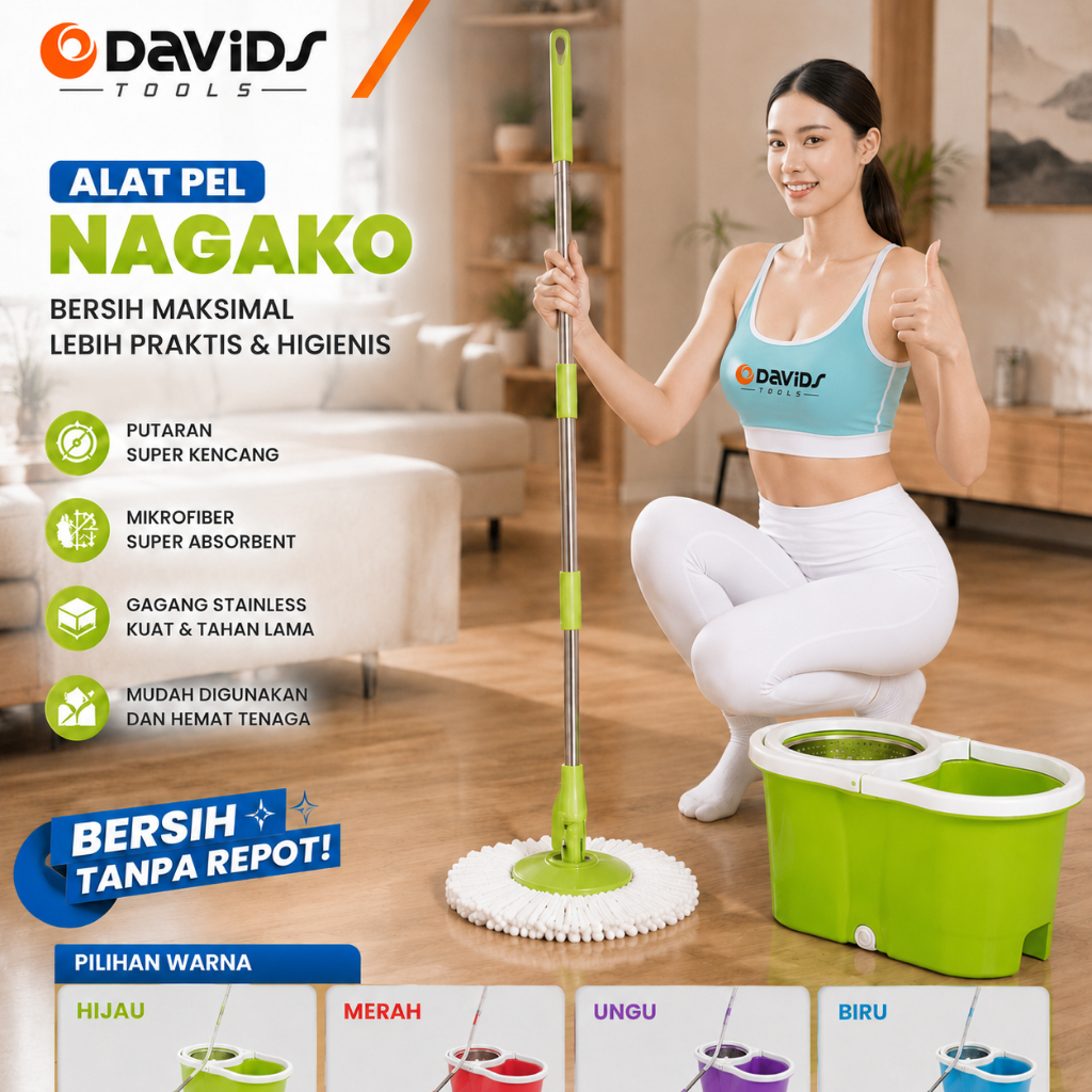 Alat Pel Pelan Lantai Ultra Mop Praktis Tanpa Peras Otomatis Serbaguna Magic Nagako