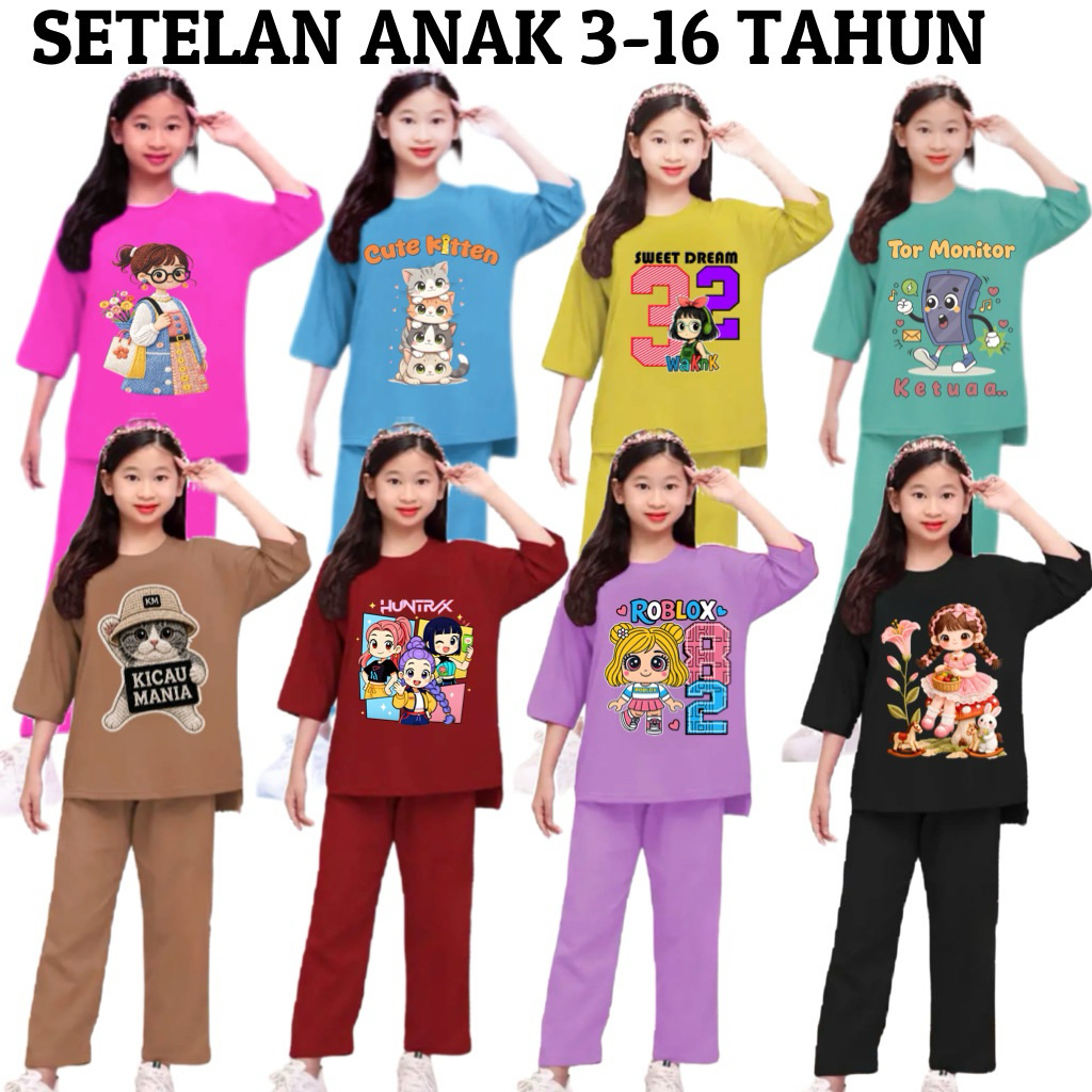 PAKET 3 STEL BAJU SETELAN ANAK PEREMPUAN / SETELAN ANAK VIRAL / PAKET USAHA