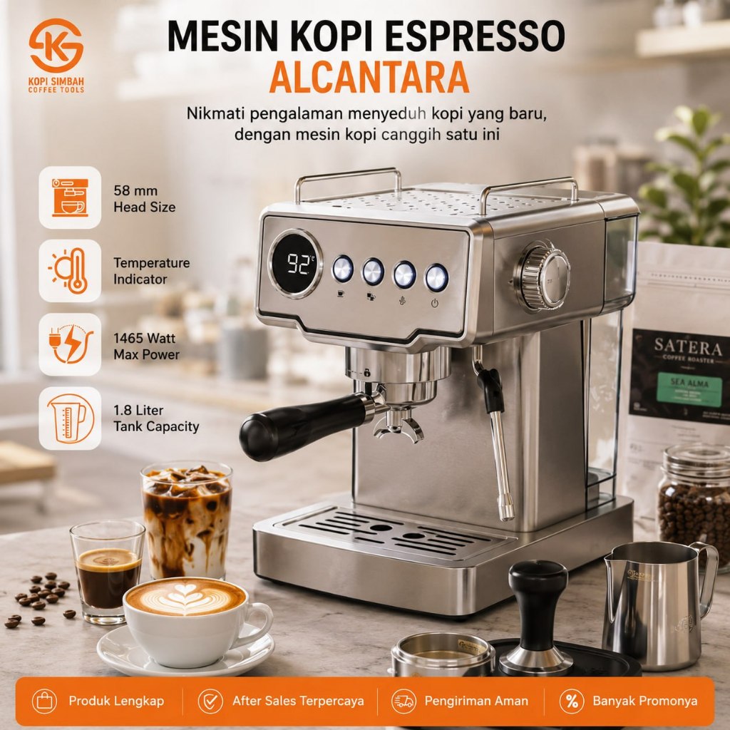 Mesin Espresso GUSTINO ALCANTARA Alat Seduh Pembuat Kopi Espreso Coffee Maker Machine ekspreso