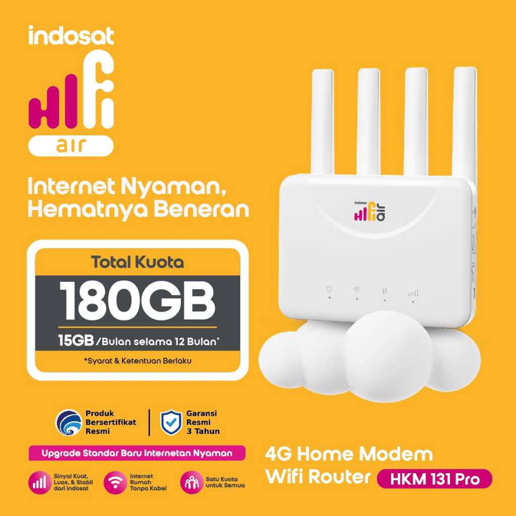 Modem Hifi Air HKM 131 Pro Modem 4G Unlock All Operator Kuota 215GB Setahun Tanpa Syarat