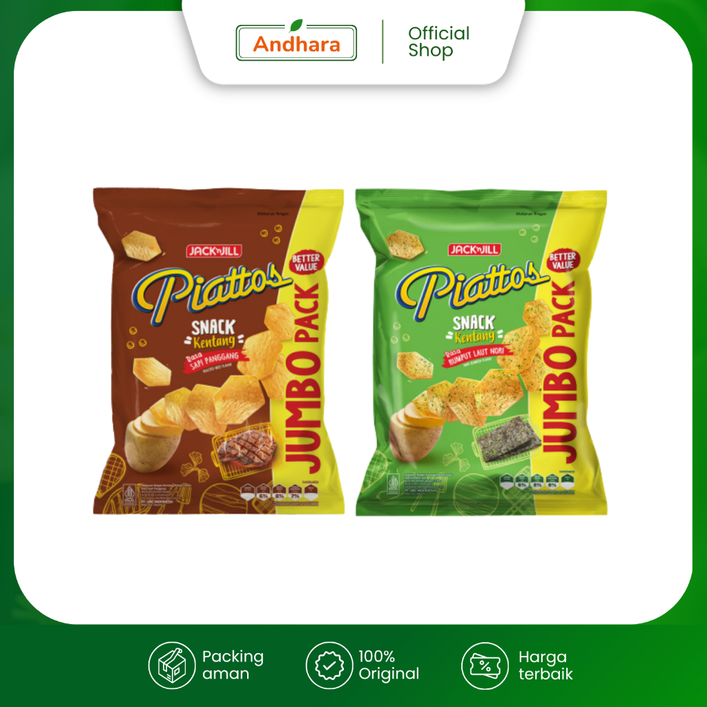Piattos Snack Kentang 115g - Jumbo Pack Sapi Panggang / Rumput Laut