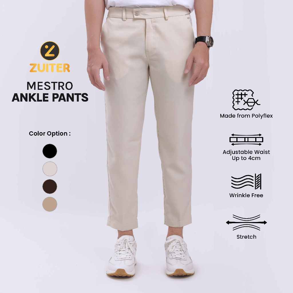 ZUITER - Mestro Ankle Pants  (Celana Panjang Bahan Pria Slimfit Stretch)