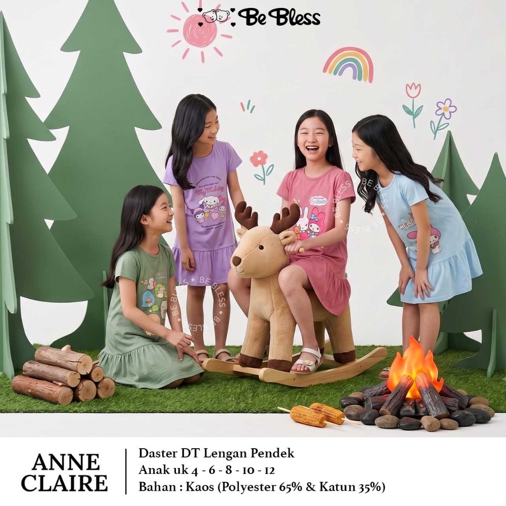 ANNE CLAIRE | Daster DT Anak Cewek Kaos Baju Tidur Dress Cewek Rumah Sleepshirt Karakter [2]