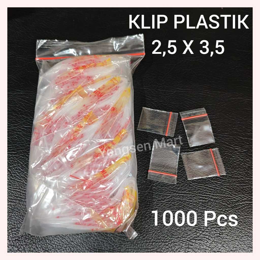 ( Harga 1 Pak ) Merk KLIP Plastik Klip kecil uk 2,5 x 3,5 cm plastik obat, ziplock
