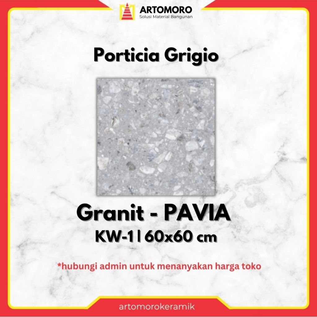 Granite 60x60 Kw1 Glossy - Porticia Grigio - Pavia | Motif Marble Glass Polished | Homogenous Tile