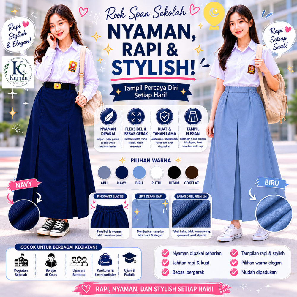 Rok Span SMP SMA Bahan Drill Tebal Berkualitas