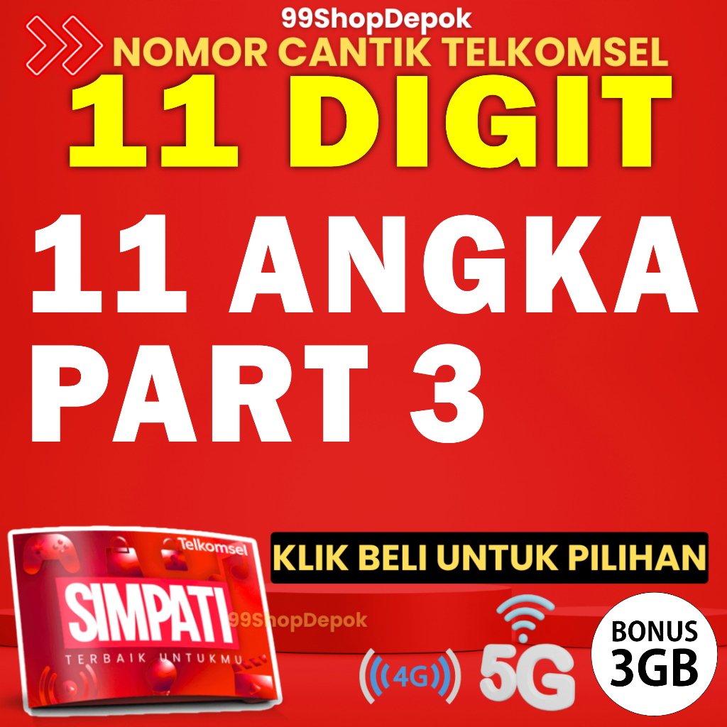 Kartu Perdana Nomor Cantik Telkomsel Simpati 11 Digit - Nomer Cantik Telkomsel 11 Digit - No Cantik 