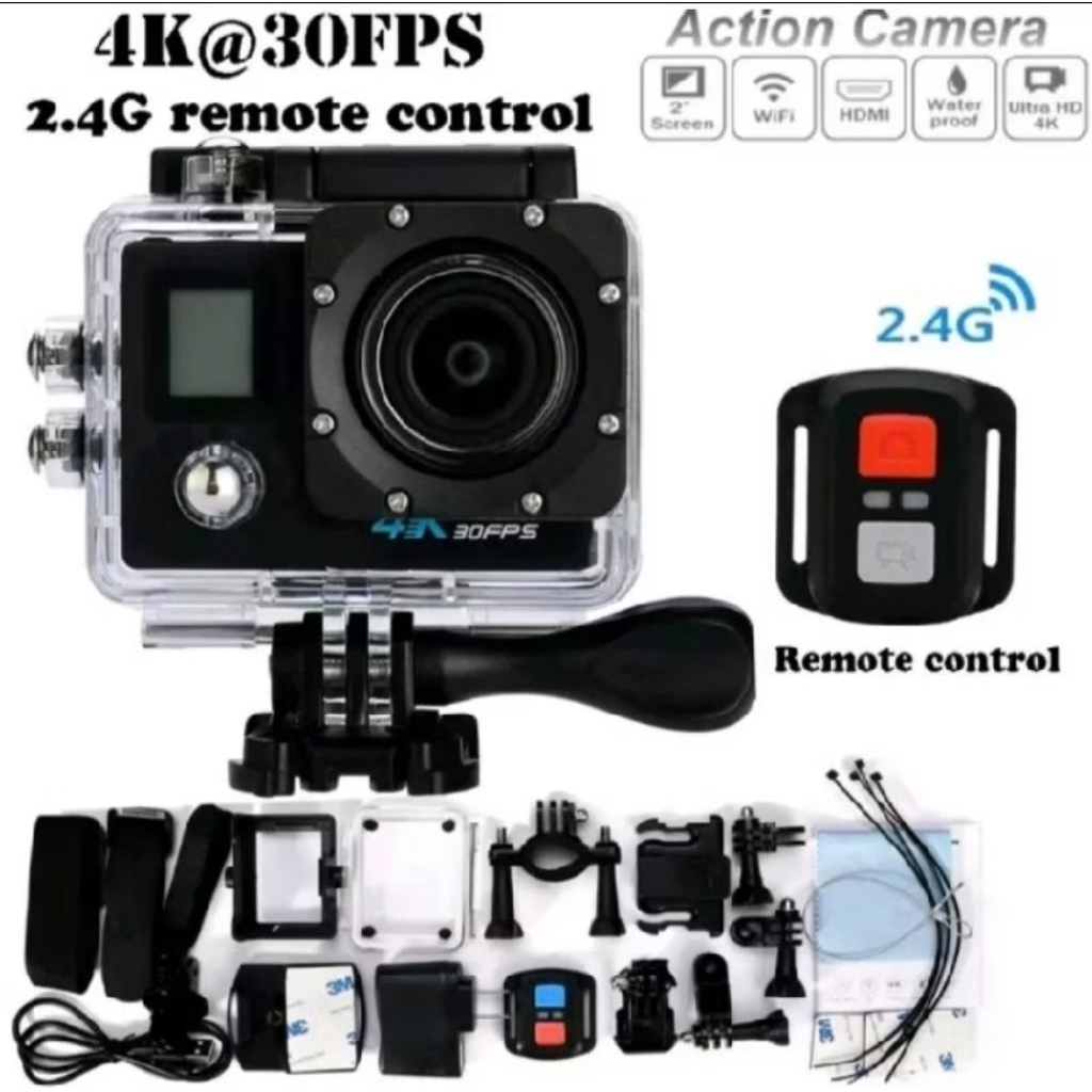 Kogan WiFi Camera Sport Cam with Remote Kamera Sport Action Kogan Wifi 2 LCD +Remote Control 4K Ultr
