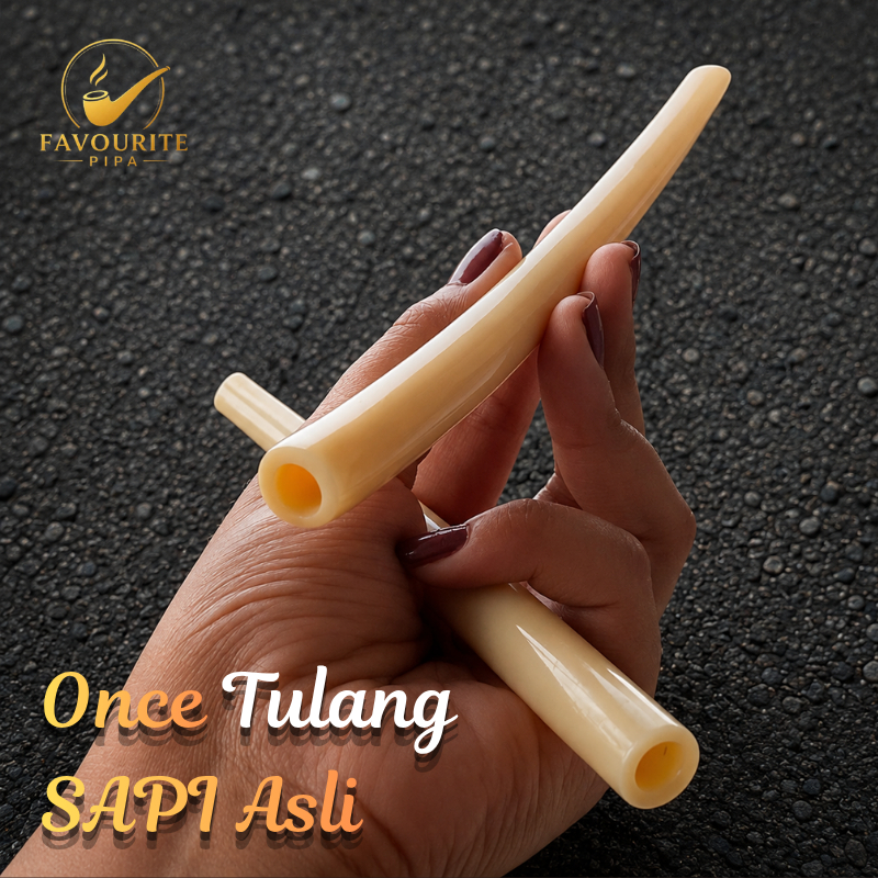 Pipa Once Tulang Sapi Asli - Panjang 13-14 cm - Hisapan Gurih Maksimal