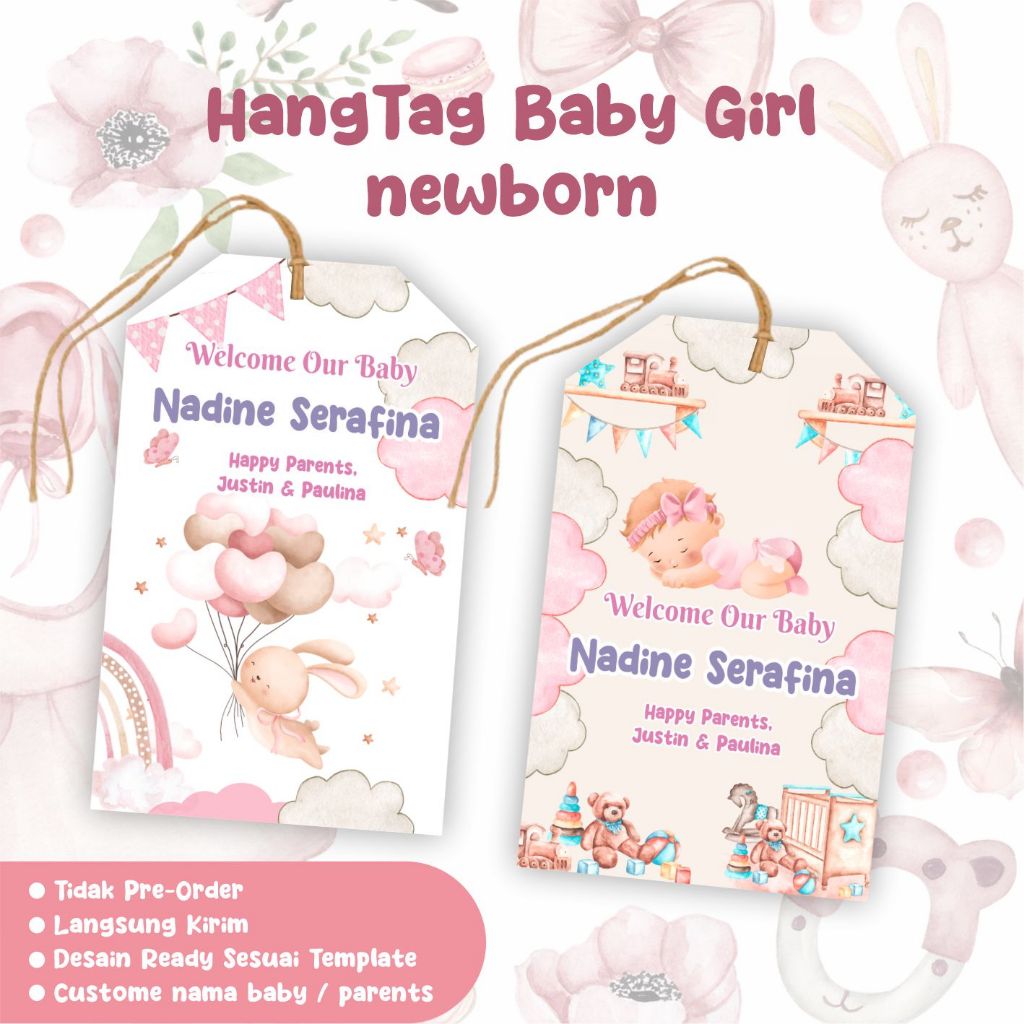Hang Tag Baby Born / Tag Newborn Baby Girl / Tag Souvenir bayi