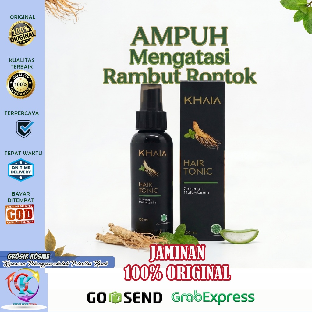 KHAIA Hair Tonic Ginseng Multivitamin Penumbuh Rambut Rontok Serum Pelebat Vitamin Perawatan Kulit K