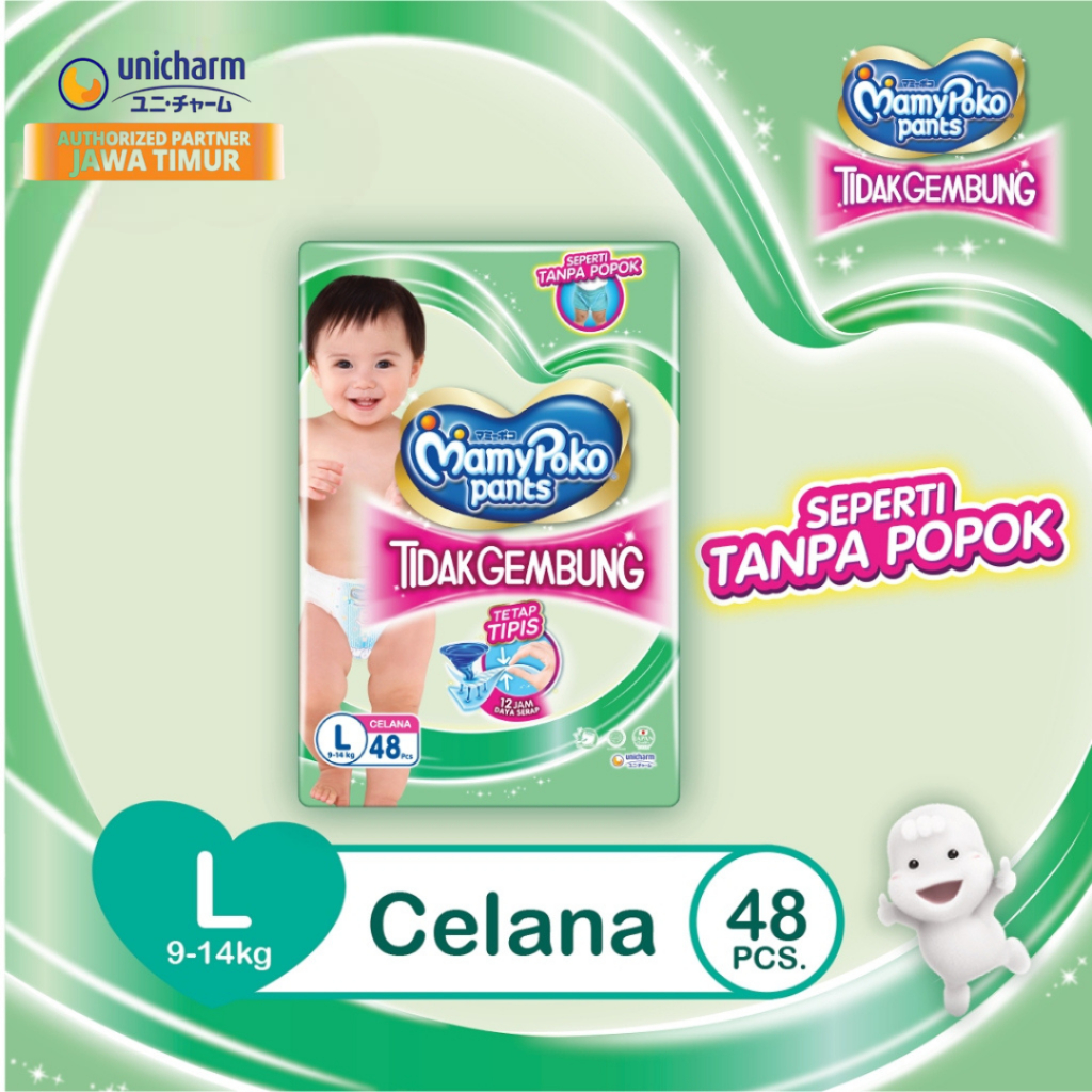 MamyPoko Pants X-tra Kering Slim Tidak Gembung - L 48 - Popok Celana
