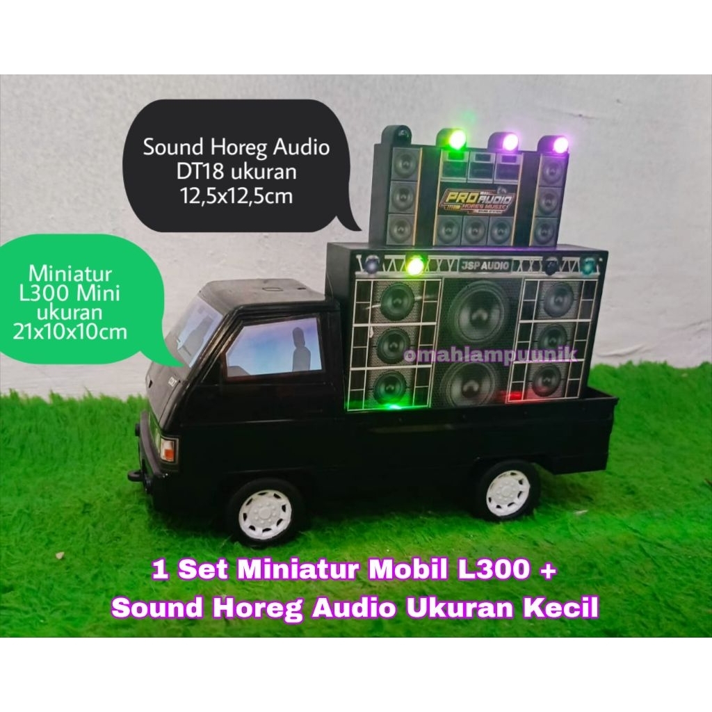 1 Set Mainan Miniatur Mobil Pickup L300 + Sound Horeg Audio Ukuran Mini