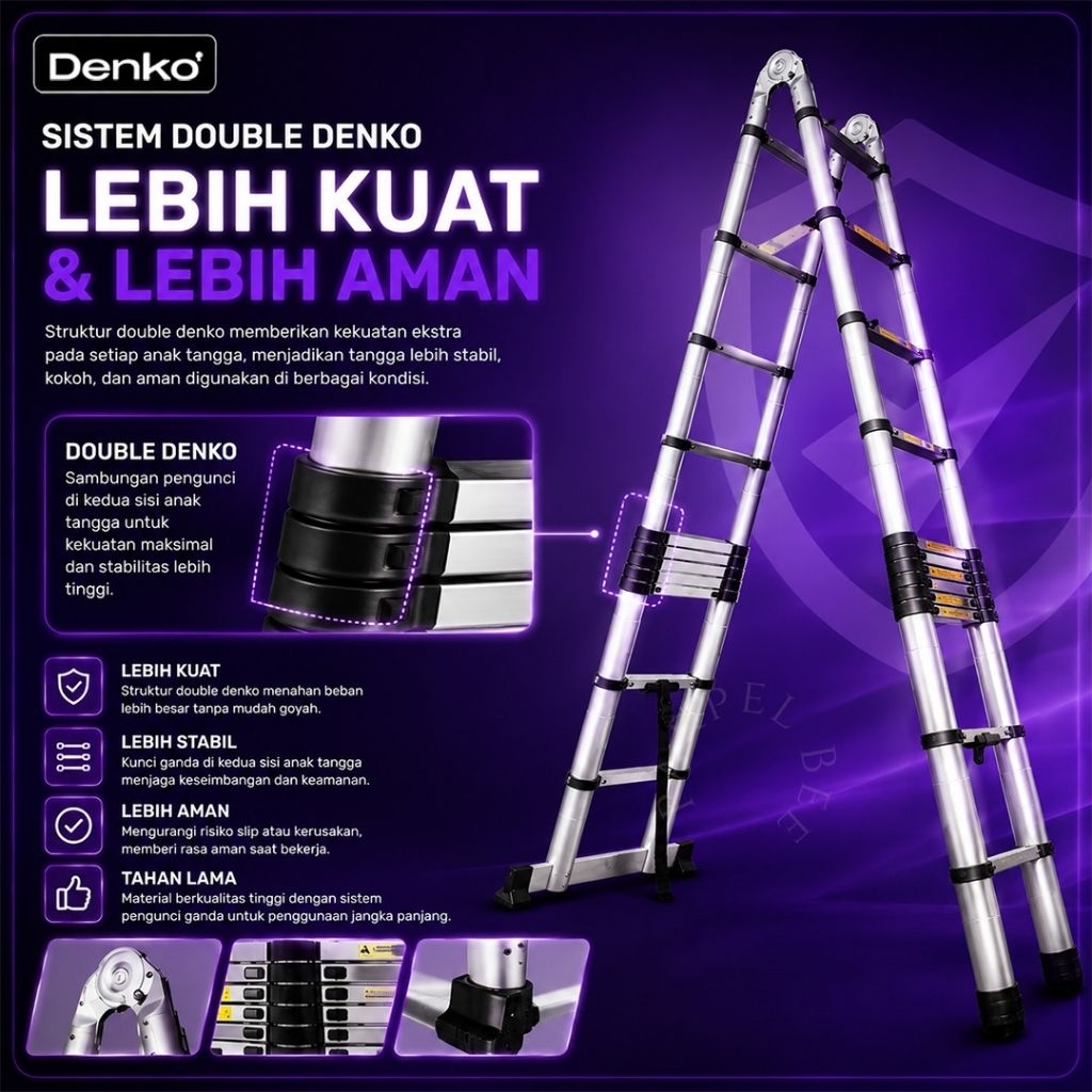 Tangga Double Teleskopik (DENKO) | Alumunium Double Teleskopik Ladder