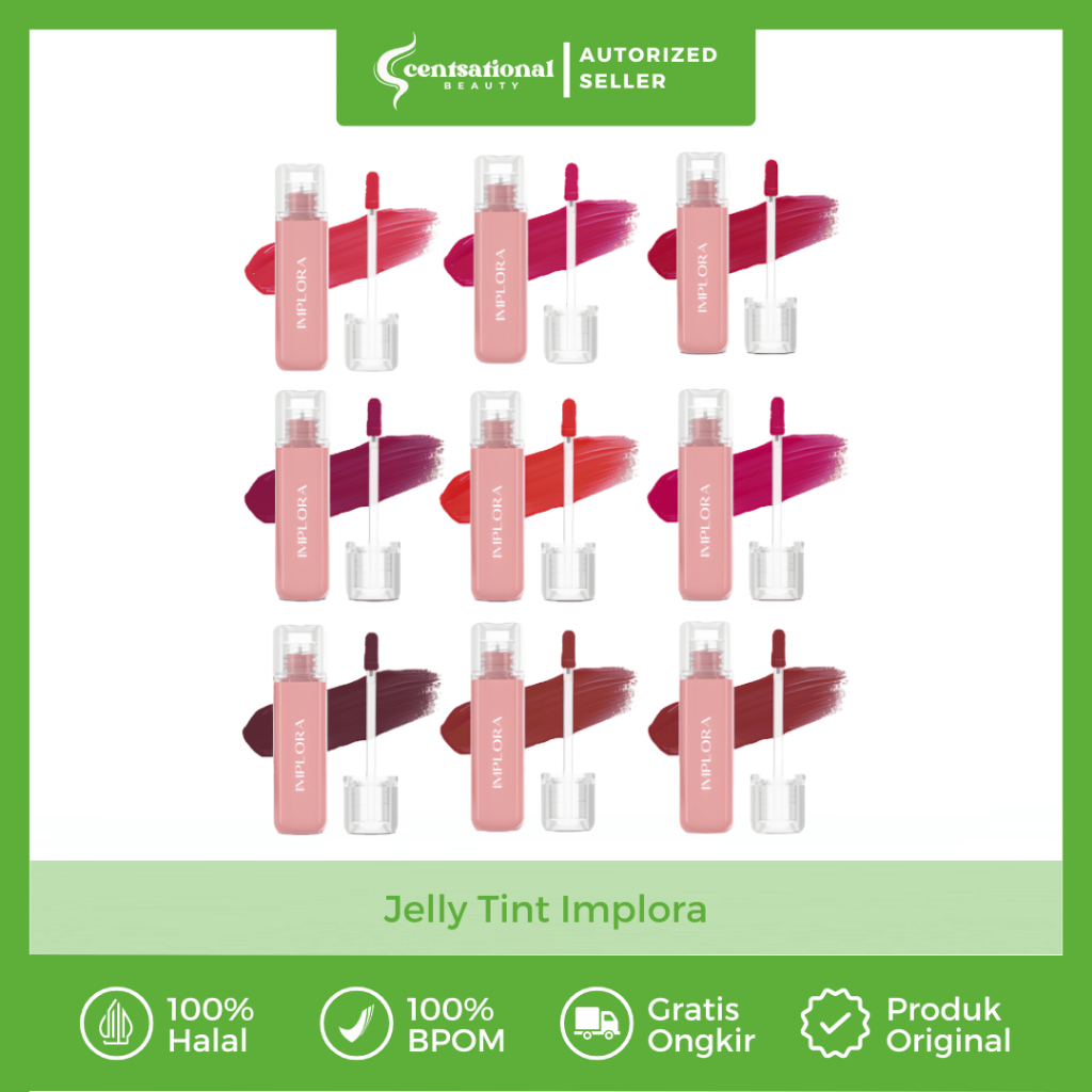 Implora Jelly Tint Liptint Glossy BPOM Original Murah Pewarna Bibir Melembabkan Tahan Lama Korea Omb