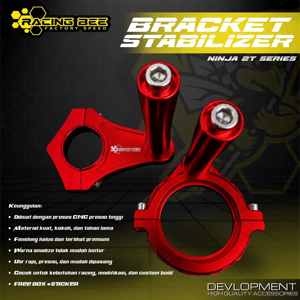 BREKET DUDUKAN STABILIZER NINJA R SS RR FULL CNC RED RACING BEE