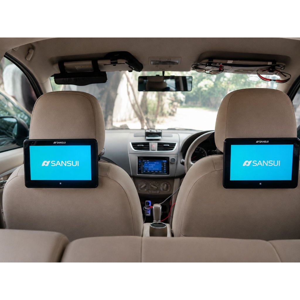 Headrest Monitor Sandaran Kepala Sansui 8 Inch Clip On Universal TV Mobil Sepasang
