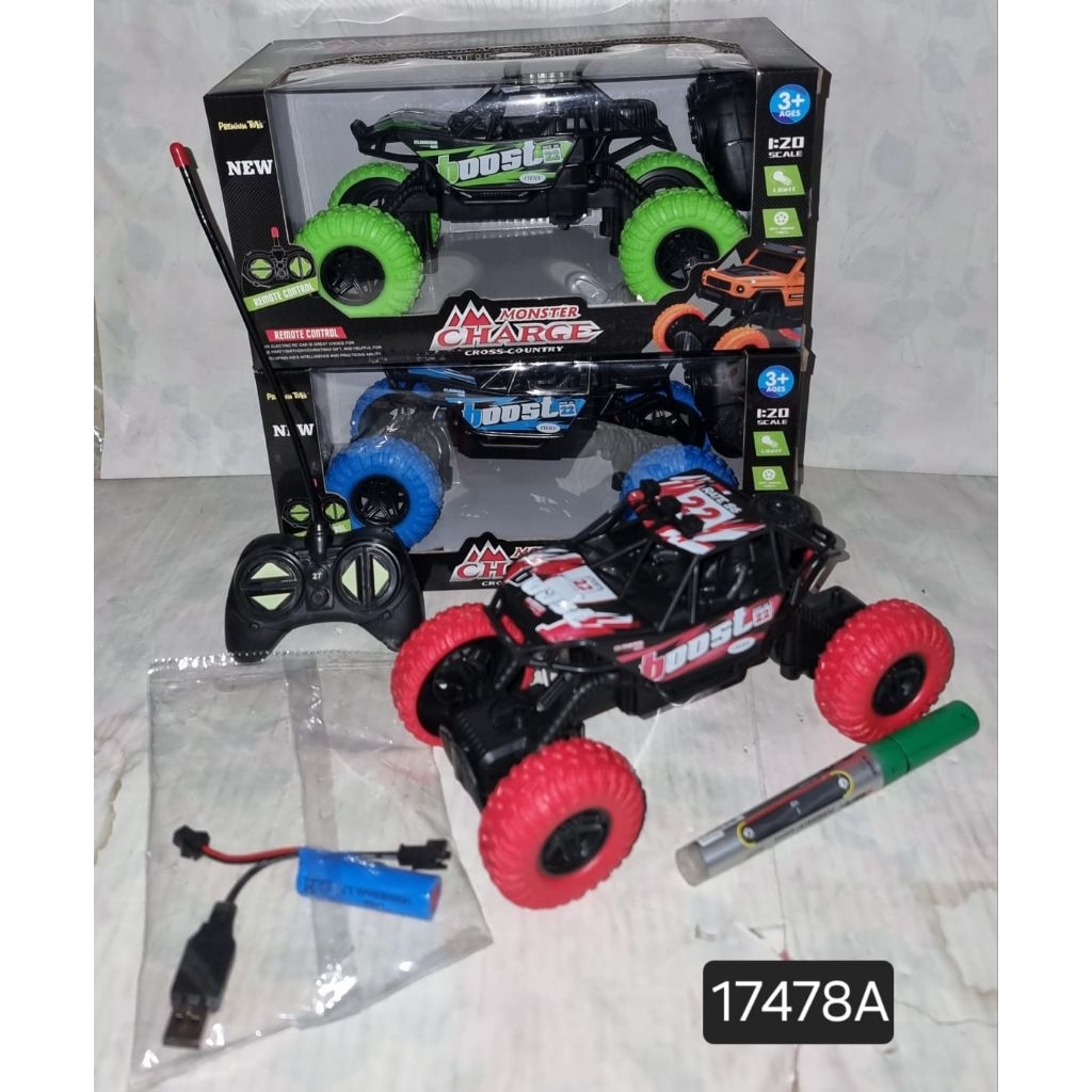 MAINAN ANAK RC MOBIL REMOTE JEEP MONSTER CHARGE REMOTE KONTROL 1:20